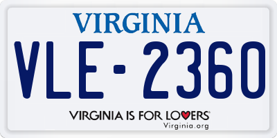 VA license plate VLE2360