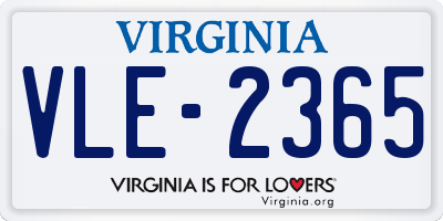 VA license plate VLE2365