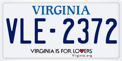 VA license plate VLE2372