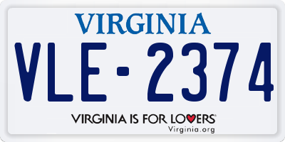 VA license plate VLE2374