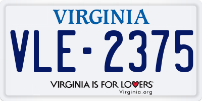 VA license plate VLE2375