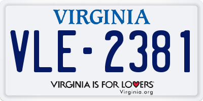 VA license plate VLE2381