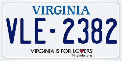 VA license plate VLE2382
