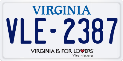 VA license plate VLE2387