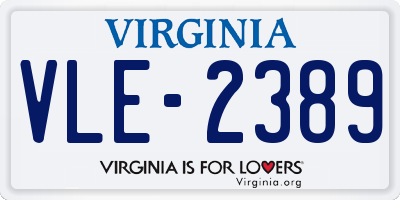 VA license plate VLE2389