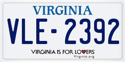 VA license plate VLE2392