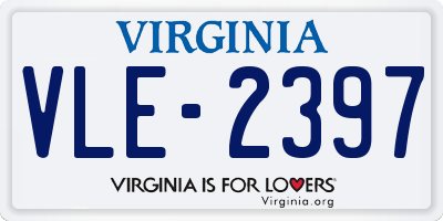 VA license plate VLE2397