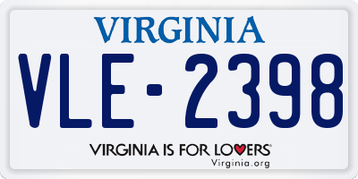 VA license plate VLE2398