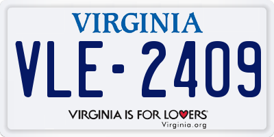 VA license plate VLE2409
