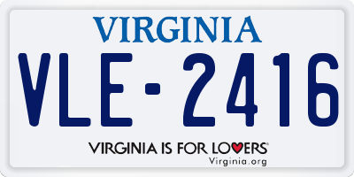VA license plate VLE2416