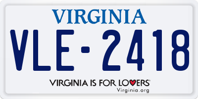 VA license plate VLE2418