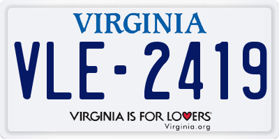 VA license plate VLE2419