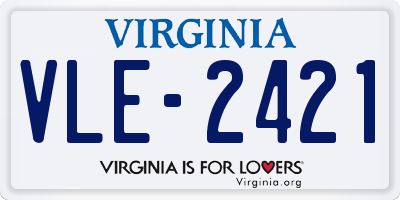 VA license plate VLE2421