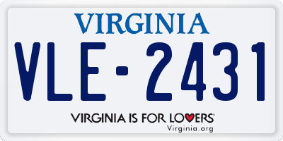 VA license plate VLE2431