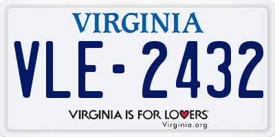 VA license plate VLE2432