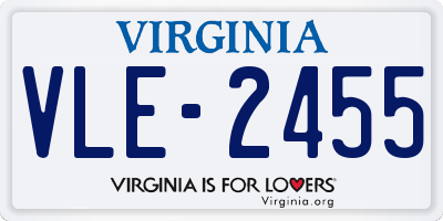 VA license plate VLE2455