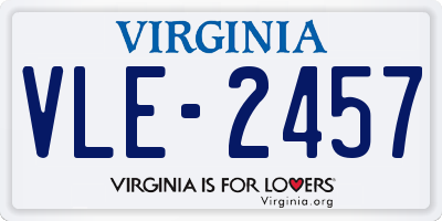 VA license plate VLE2457