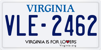 VA license plate VLE2462