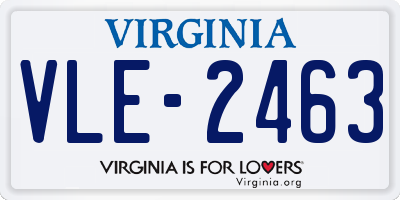 VA license plate VLE2463