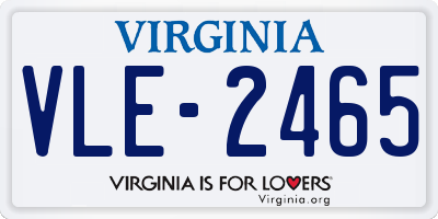 VA license plate VLE2465