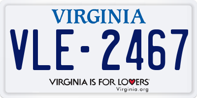 VA license plate VLE2467