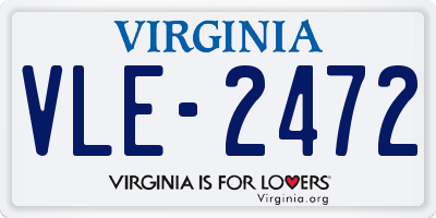 VA license plate VLE2472
