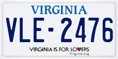 VA license plate VLE2476