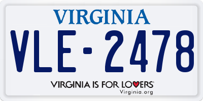 VA license plate VLE2478