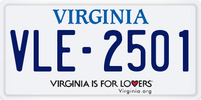 VA license plate VLE2501
