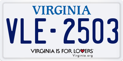 VA license plate VLE2503