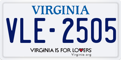 VA license plate VLE2505