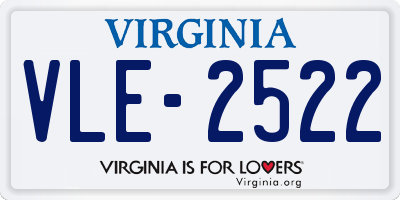 VA license plate VLE2522