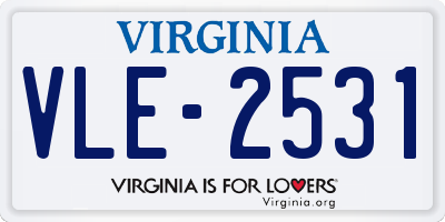 VA license plate VLE2531