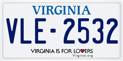 VA license plate VLE2532