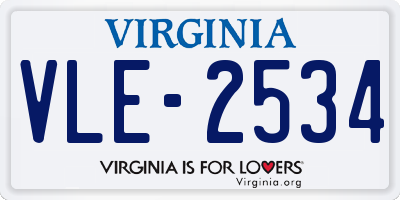 VA license plate VLE2534