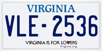 VA license plate VLE2536