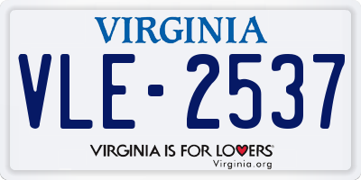 VA license plate VLE2537