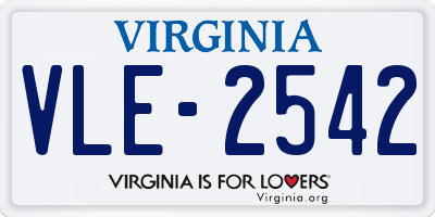 VA license plate VLE2542