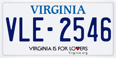 VA license plate VLE2546