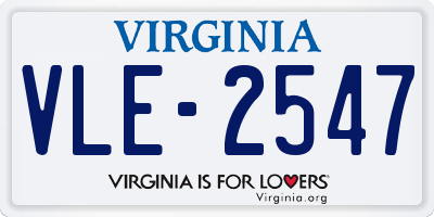 VA license plate VLE2547