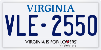 VA license plate VLE2550