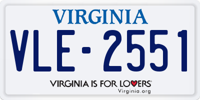 VA license plate VLE2551