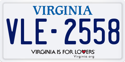VA license plate VLE2558