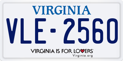 VA license plate VLE2560