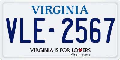 VA license plate VLE2567