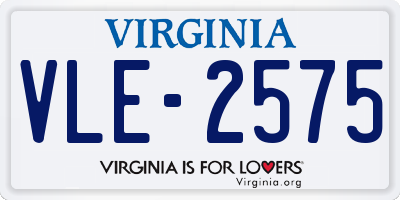 VA license plate VLE2575