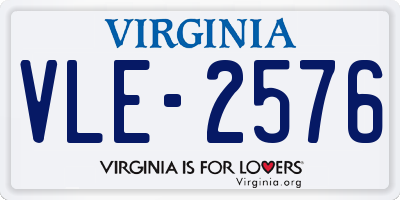 VA license plate VLE2576
