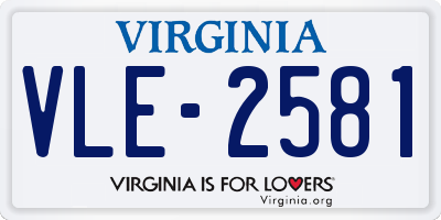 VA license plate VLE2581