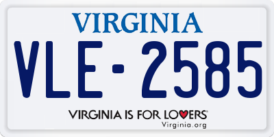 VA license plate VLE2585