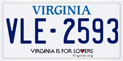VA license plate VLE2593